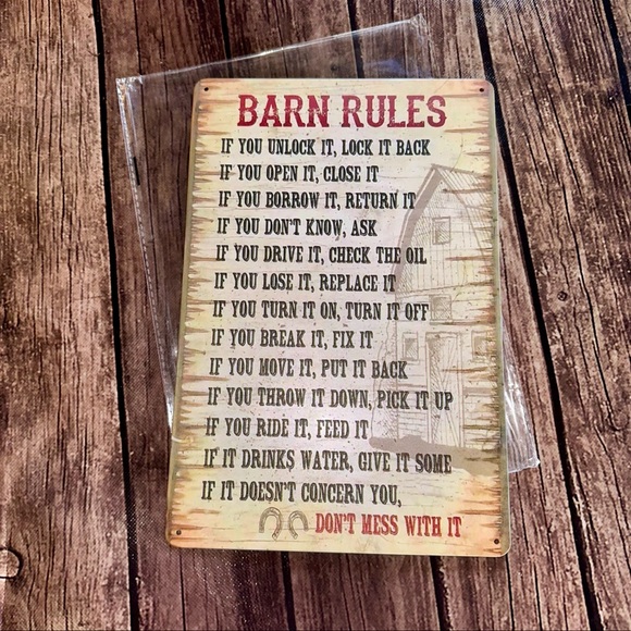 Barn Rules Metal Wall Tin- New - Picture 1 of 2